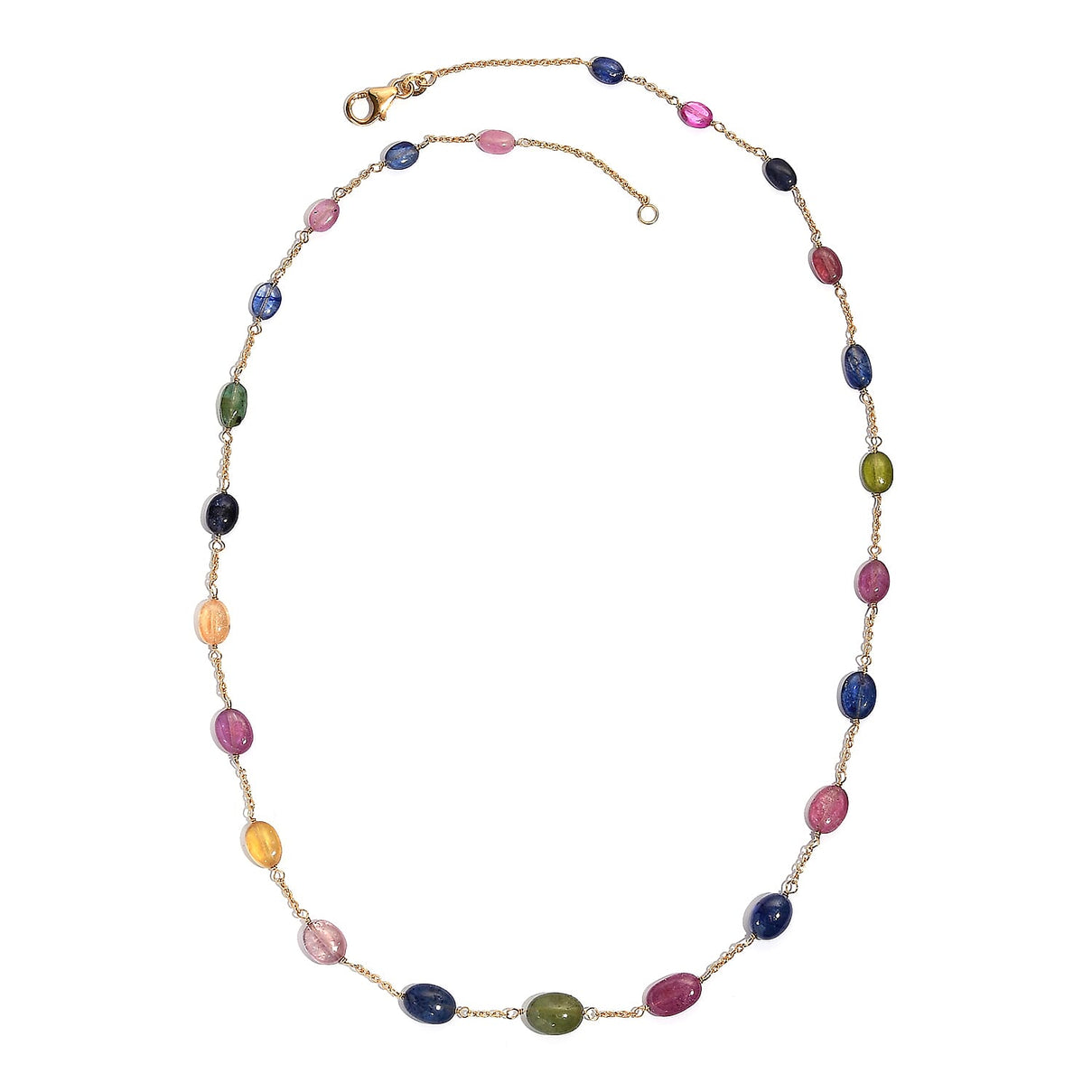 Rainbow Sapphire Necklace (Size - 20) with Lobster Clasp in 18K Vermeil Yellow Gold Over Sterling Silver 40.00 Ct. 8230602 3