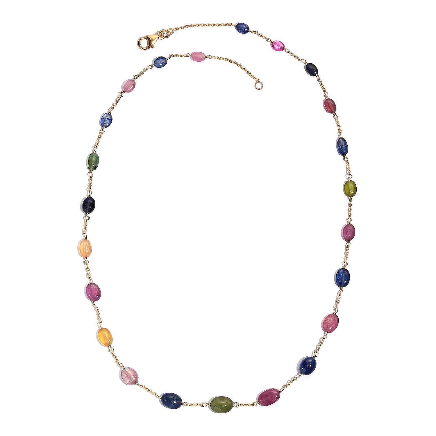 Rainbow Sapphire Necklace (Size - 20) with Lobster Clasp in 18K Vermeil Yellow Gold Over Sterling Silver 40.00 Ct. 8230602 3