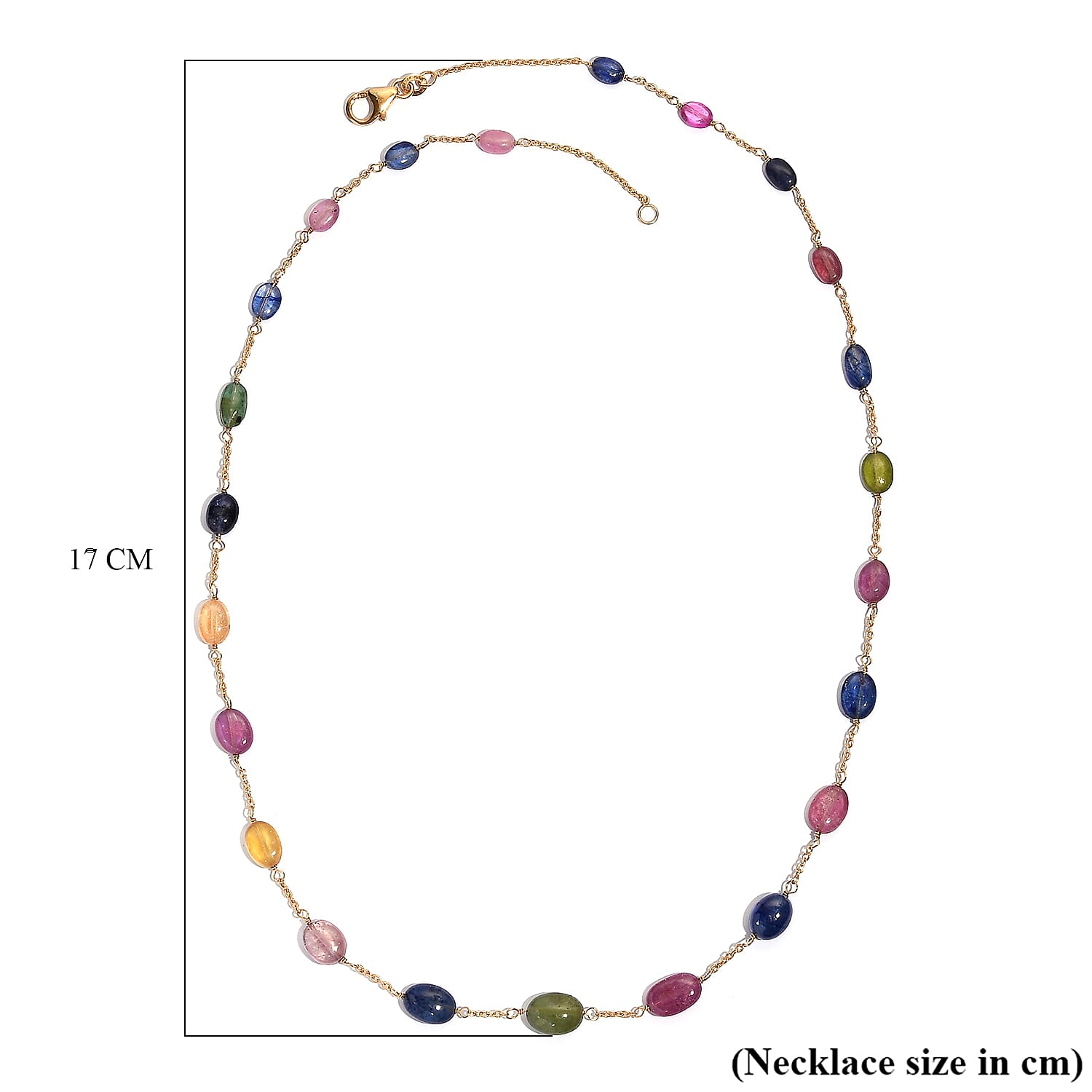 Rainbow Sapphire Necklace (Size - 20) with Lobster Clasp in 18K Vermeil Yellow Gold Over Sterling Silver 40.00 Ct. 8230602 5