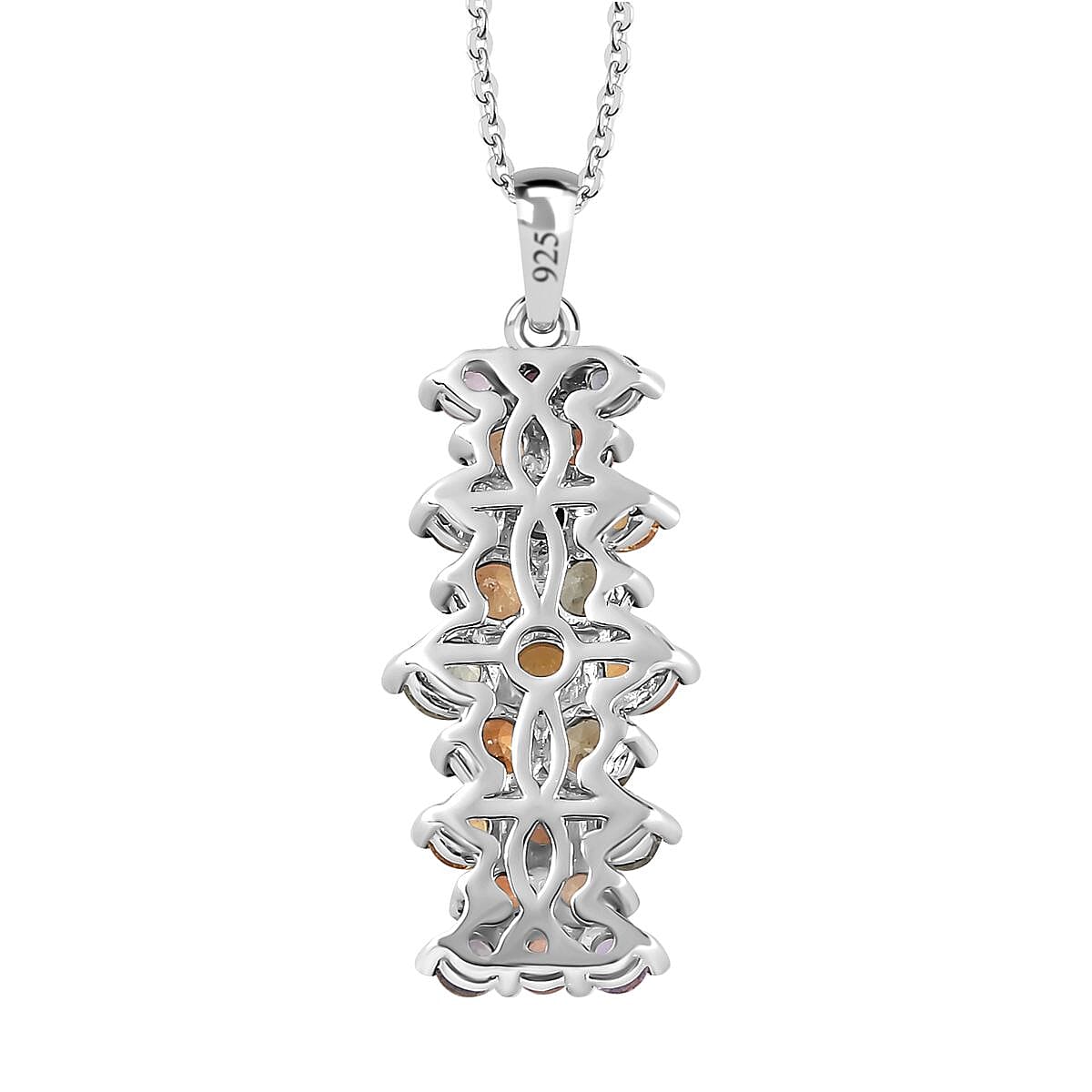 Rainbow Sapphire Pendant with Chain (Size 20) in Platinum Overlay Sterling Silver 3.00 Ct. 4253303 5