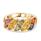 Multi Sapphire Ring in 18K YG Vermeil Plated Sterling Silver 2.01 Ct.
