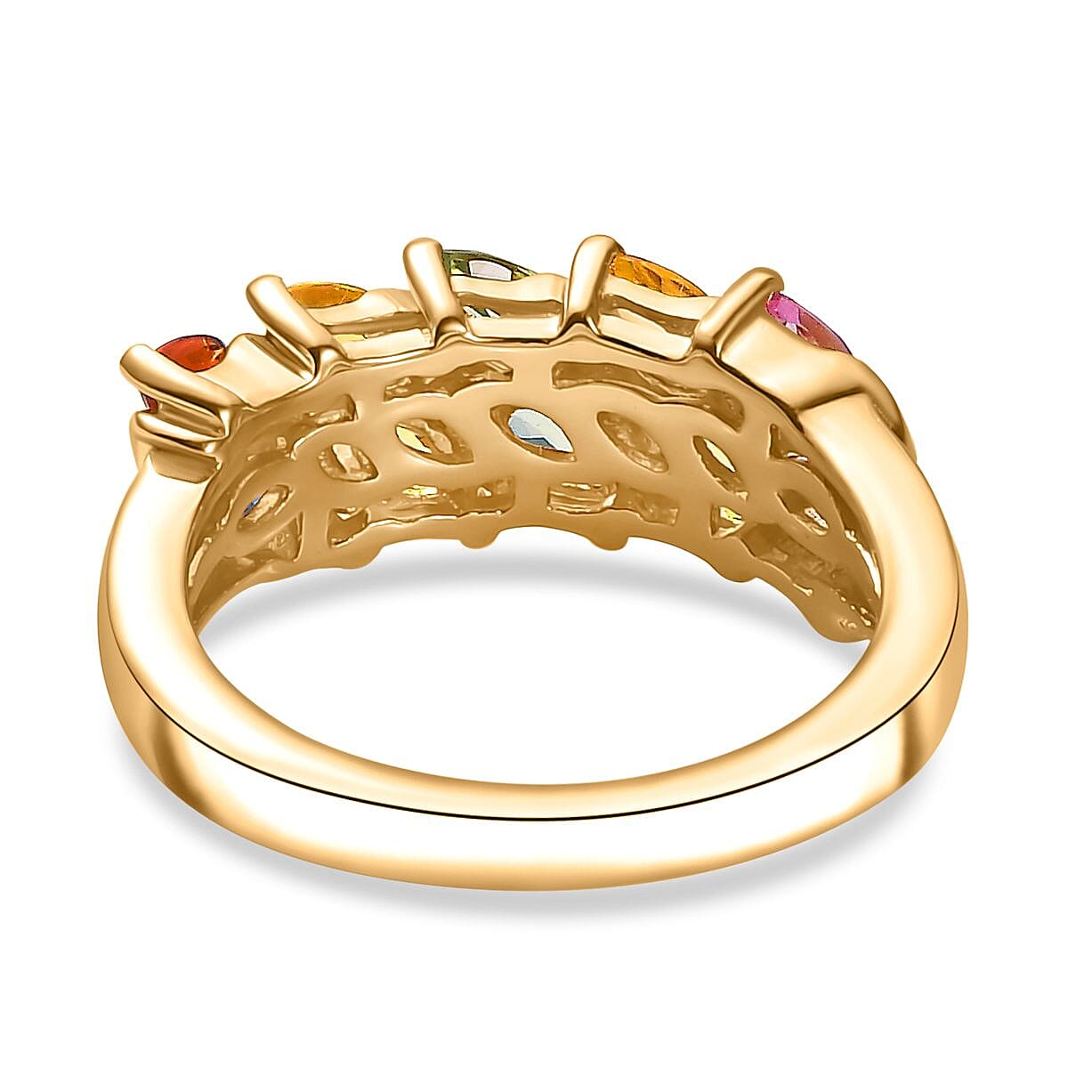 Multi Sapphire Ring in 18K Yellow Gold Vermeil Plated Sterling Silver 2.01 Ct. 7797935 10