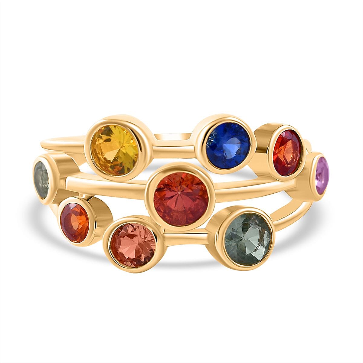 Multi Sapphire Bubble Ring in 18K Vermeil YG Plated Sterling Silver 2.00 Ct. 7752621 0