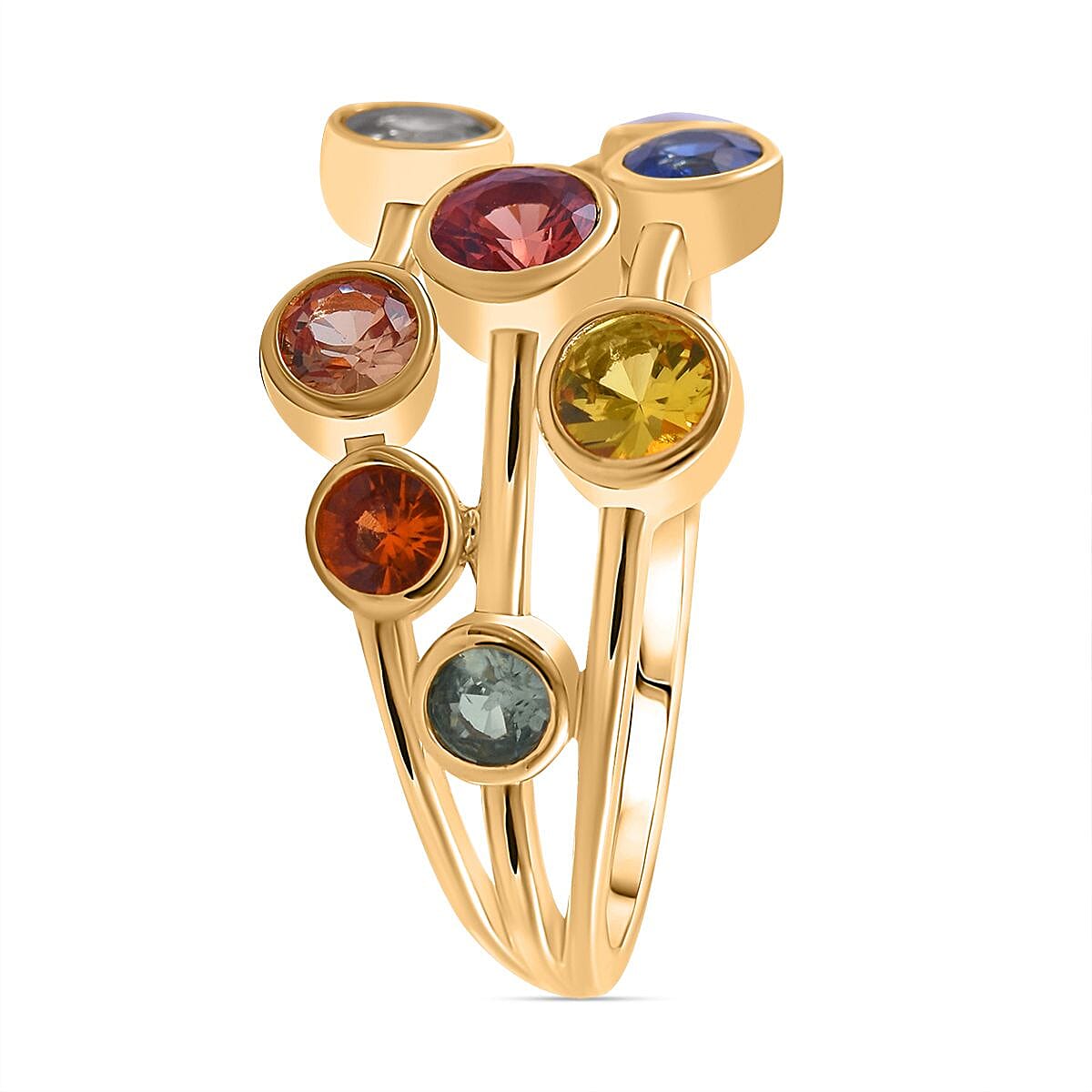 Multi Sapphire Bubble Ring in 18K Vermeil YG Plated Sterling Silver 2.00 Ct. 7752621 4