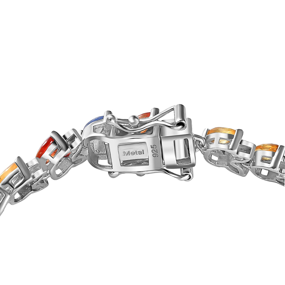 Multi Sapphire , White Zircon Cluster Bracelet (Size - 7) in Rhodium Plated Sterling Silver, Silver Wt. 12.75 Gms 10.267 Ct. 7806317 4