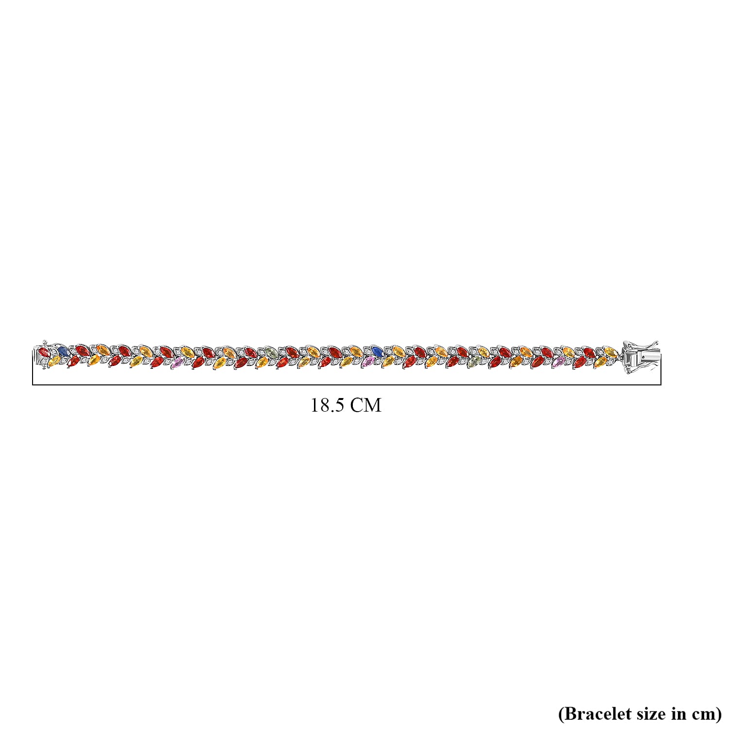 Multi Sapphire , White Zircon Cluster Bracelet (Size - 7) in Rhodium Plated Sterling Silver, Silver Wt. 12.75 Gms 10.267 Ct. 7806317 5