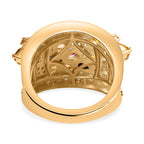 Rainbow Sapphire & Natural Zircon Cluster Ring in 18K Vermeil Yellow Gold Plated Sterling Silver 4.22 Ct
