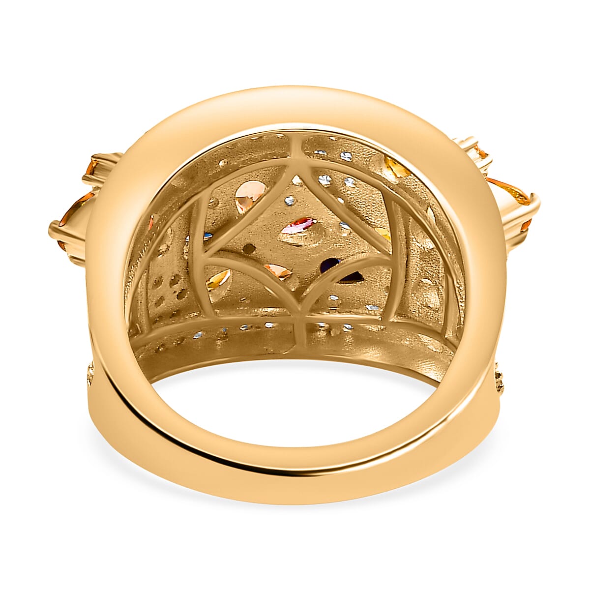 Rainbow Sapphire and Natural Zircon Cluster Ring in 18K Yellow Gold Vermeil Plated Sterling Silver 4.21 Ct 7818374 4