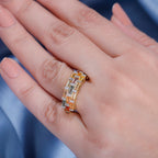 Multi Sapphire, White Zircon Cluster Ring in 18K Vermeil Yellow Gold Plated 2.334 Ct.