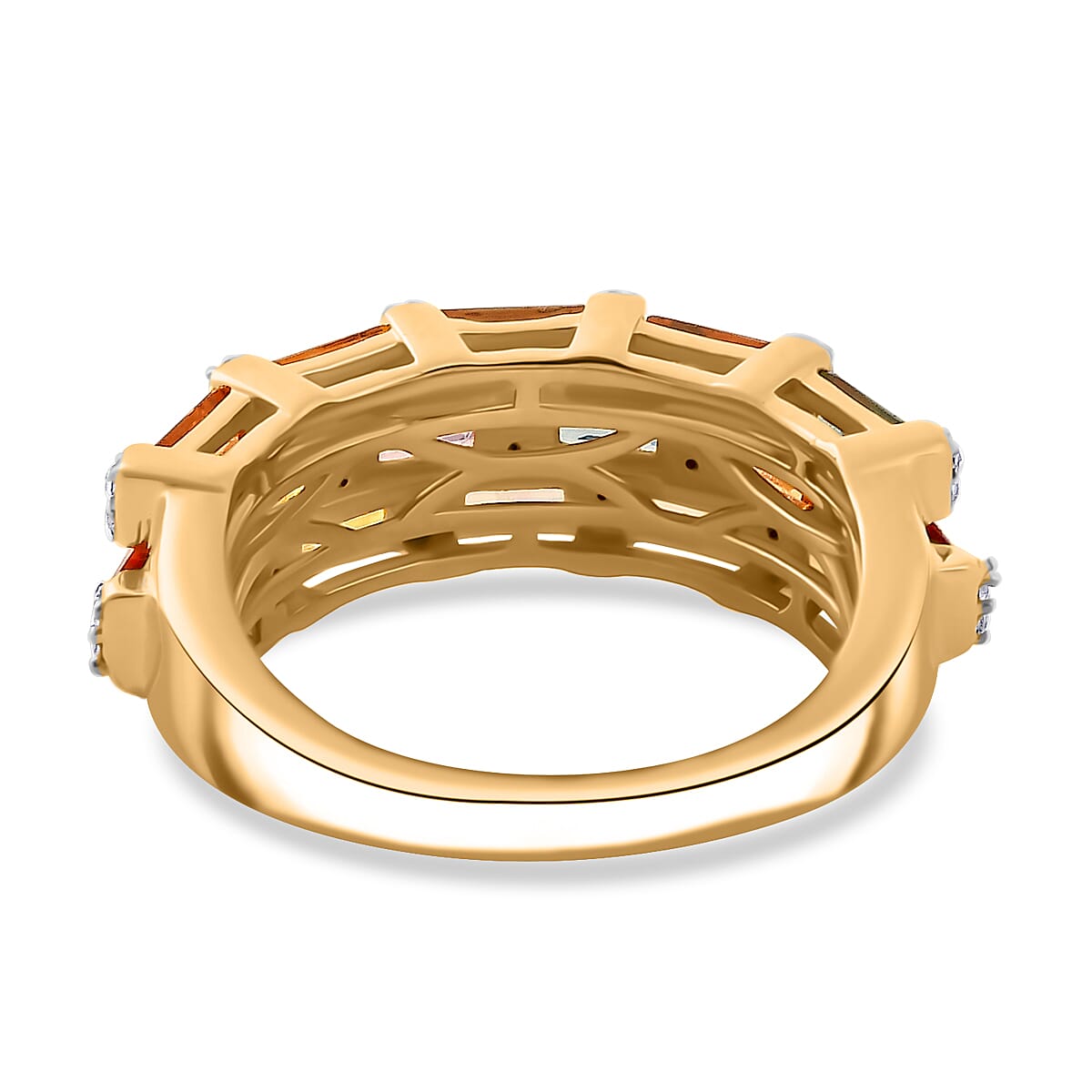 Multi Sapphire, White Zircon Cluster Ring in 18K Vermeil Yellow Gold Plated Sterling Silver 2.33 Ct. 7864718 5