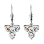Rainbow Sapphire & Natural Zircon Dangle Earrings in Rhodium Overlay Sterling Silver 1.40 Ct