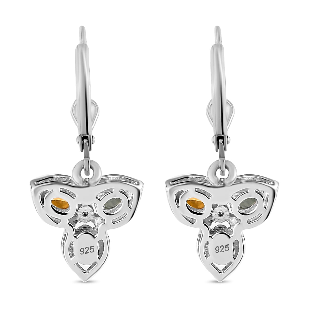 Rainbow Sapphire and Natural Zircon Floral Dangle Earrings in Rhodium Overlay Sterling Silver 1.40 Ct 7812958 6