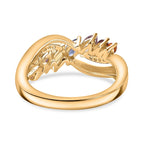 Rainbow Sapphire & Natural Zircon Ring in 18K YG Vermeil Plated Sterling Silver 1.01 Ct