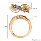 Rainbow Sapphire & Natural Zircon Ring in 18K YG Vermeil Plated Sterling Silver 1.01 Ct