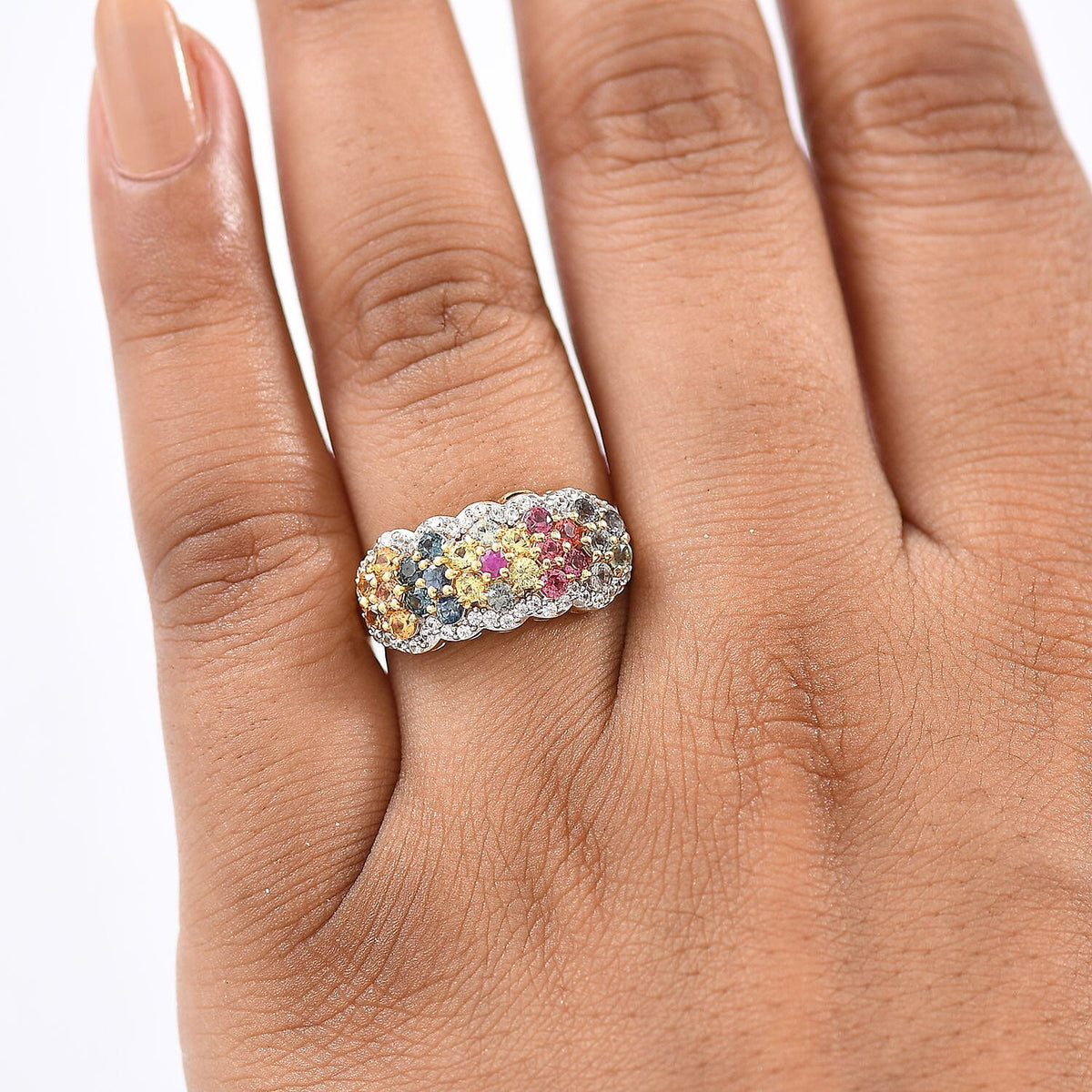 D'Joy Multi Sapphire &amp; White Zircon Ring in 18K Vermeil Yellow Gold Plated Sterling Silver 1.80 Ct. 8160826 3