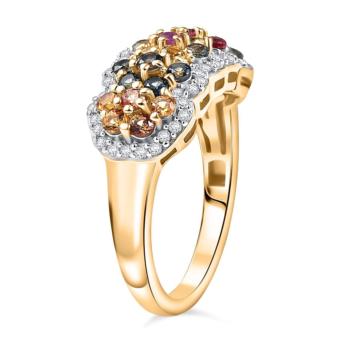 D'Joy Multi Sapphire &amp; White Zircon Ring in 18K Vermeil Yellow Gold Plated Sterling Silver 1.80 Ct. 8160826 4