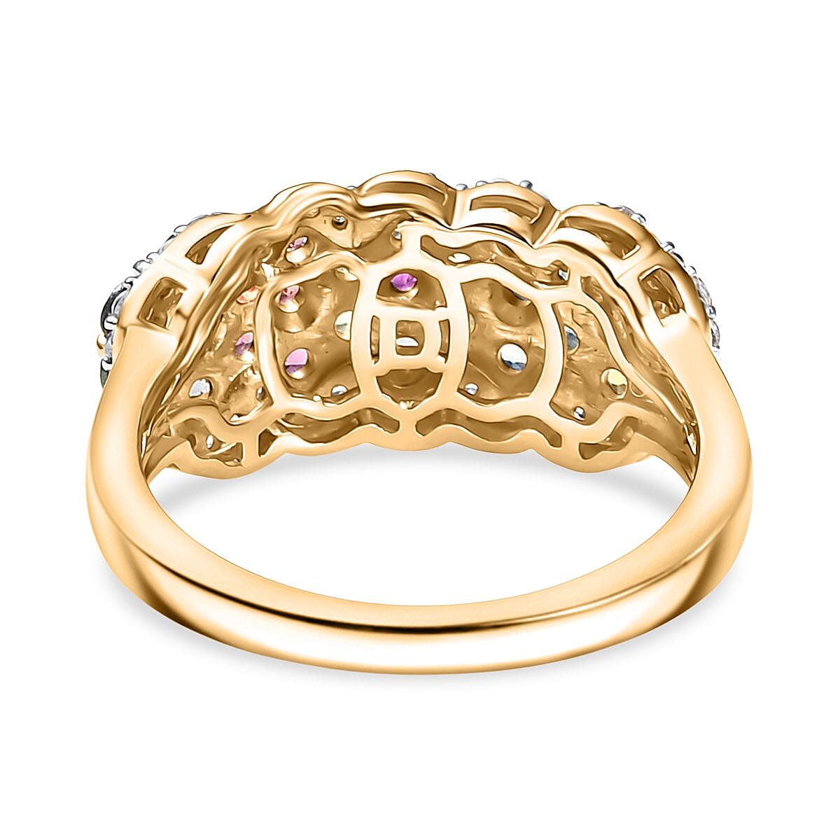 D'Joy Multi Sapphire &amp; White Zircon Ring in 18K Vermeil Yellow Gold Plated Sterling Silver 1.80 Ct. 8160826 5
