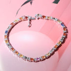 Multi Sapphire and Natural Cambodian Zircon Bracelet (Size - 8) in Rhodium Overlay Sterling Silver 8.56 Ct, Silver Wt. 8.50 Gms.