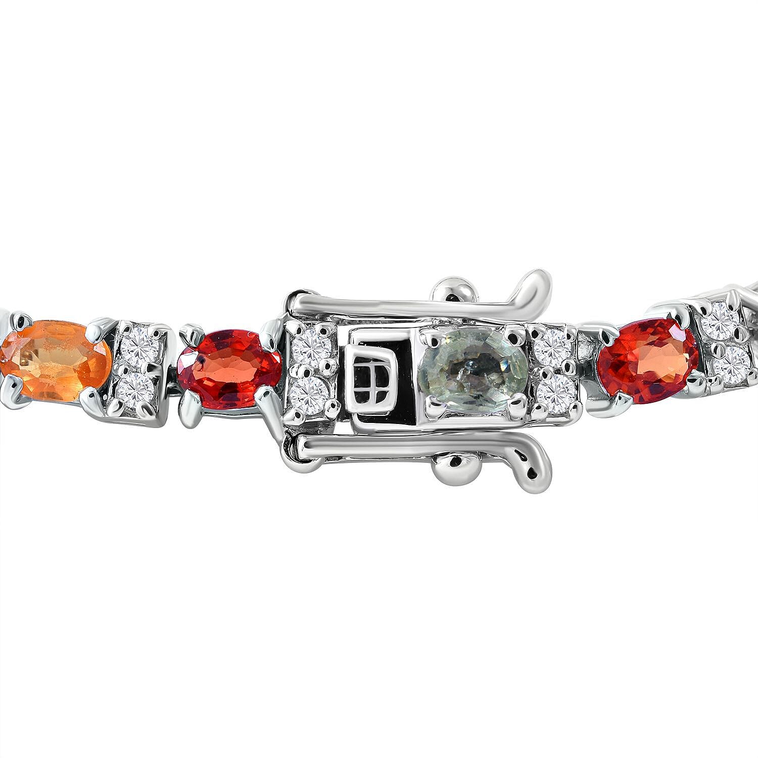 Multi Sapphire and Natural Cambodian Zircon Bracelet (Size - 7) in Rhodium Overlay Sterling Silver 7.56 Ct, Silver Wt. 7.80 Gms 7255909 2