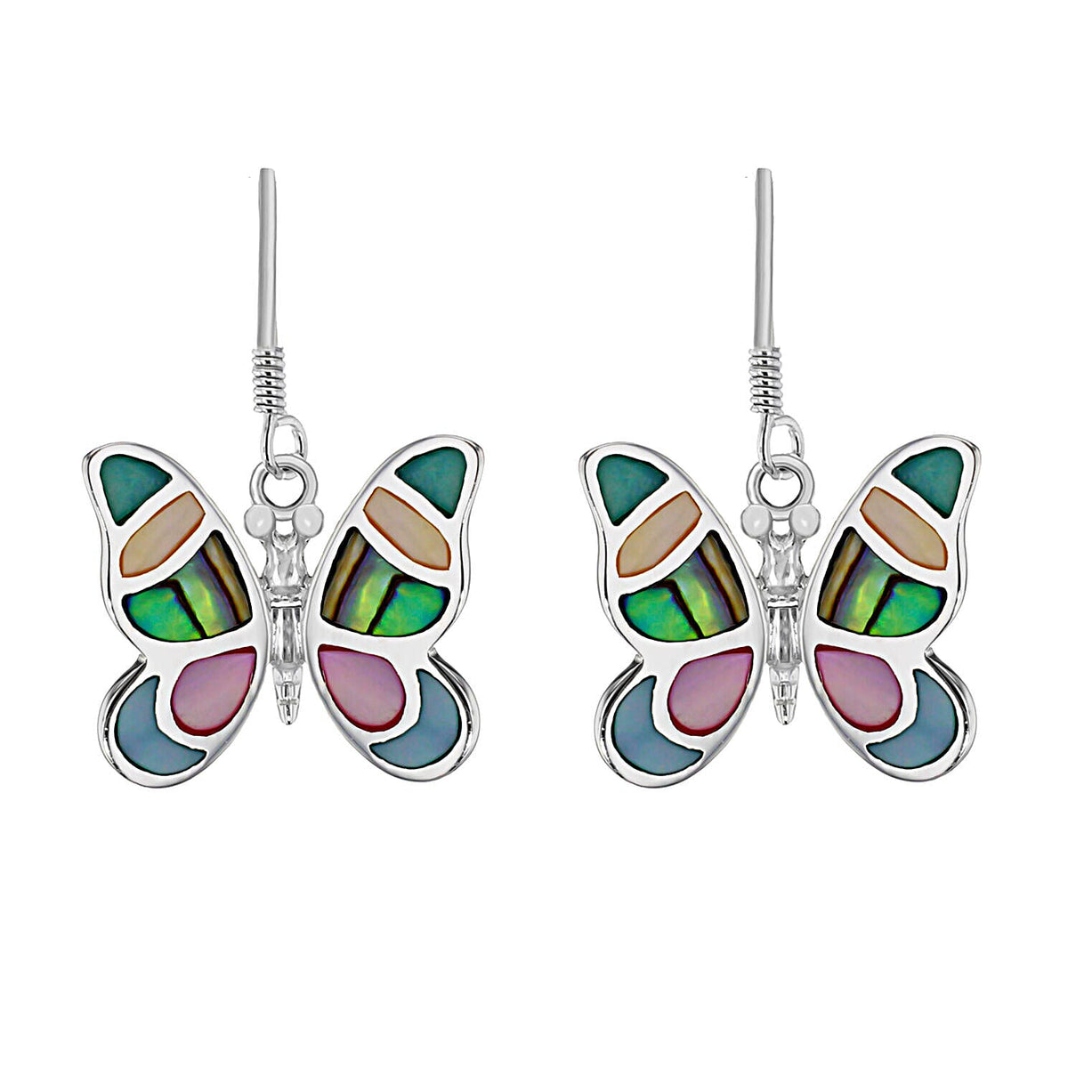 Sterling Silver Multi Shell Butterfly Drop Earrings 7315538 0