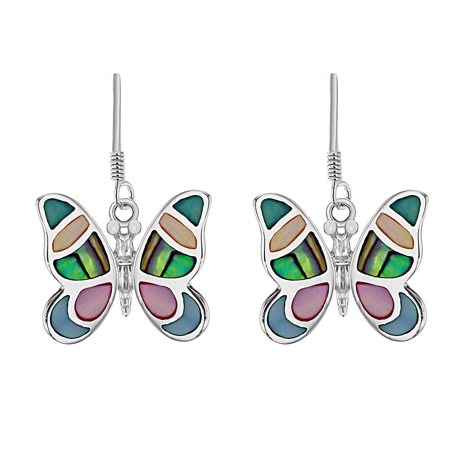 Sterling Silver Multi Shell Butterfly Drop Earrings 7315538 0