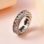 Multi-Tourmaline  Band Ring in Platinum Overlay Sterling Silver 3.96 ct  4.608  Ct.