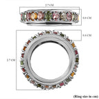 Multi-Tourmaline  Band Ring in Platinum Overlay Sterling Silver 3.96 ct  4.608  Ct.