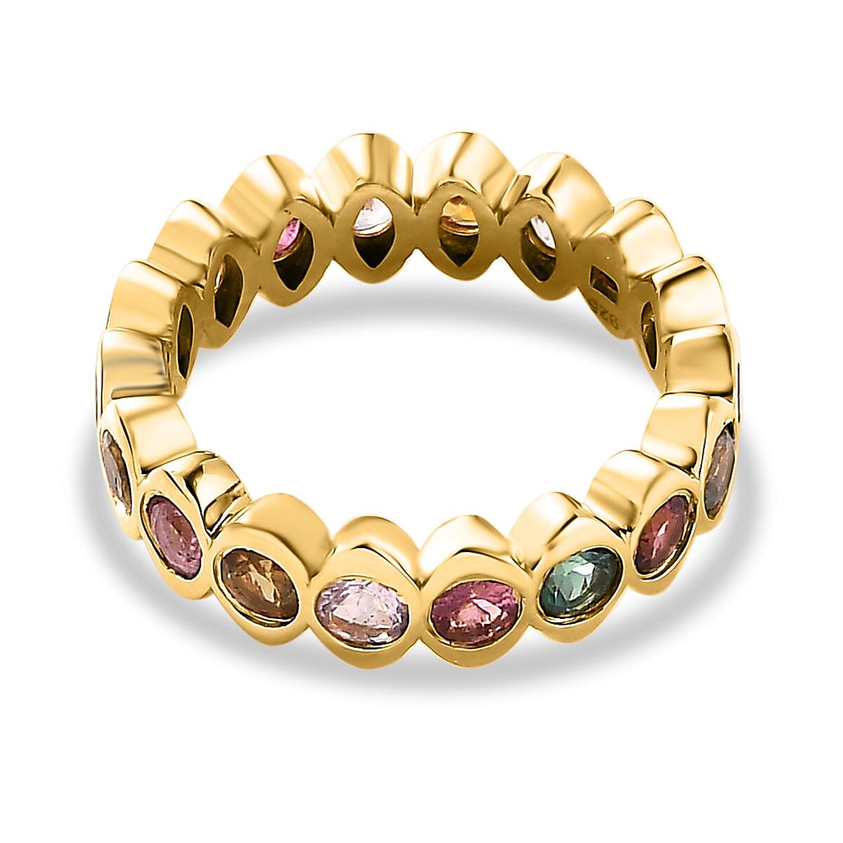 Multi-Tourmaline Wedding Band Ring in 18K Vermeil Yellow Gold Plated Sterling Silver 2.10 Ct 7624360 4