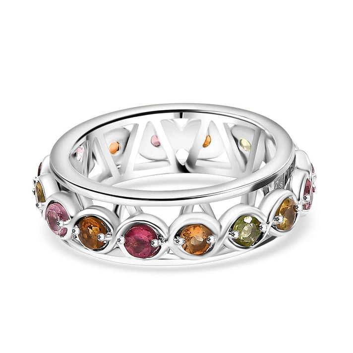 GP Multi Tourmaline Band Ring in Rhodium Overlay Sterling Silver 7855094 1