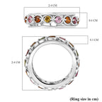 Multi Tourmaline Band Ring in Rhodium Overlay Sterling Silver     1.14 Ct