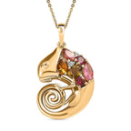 GP Italian Garden Collection - Multi-Tourmaline & Natural Zircon Pendant with Chain (Size 20) in 18K Vermeil YG Plated Sterling Silver 1.40 Ct, Silver Wt. 6.63 Gms