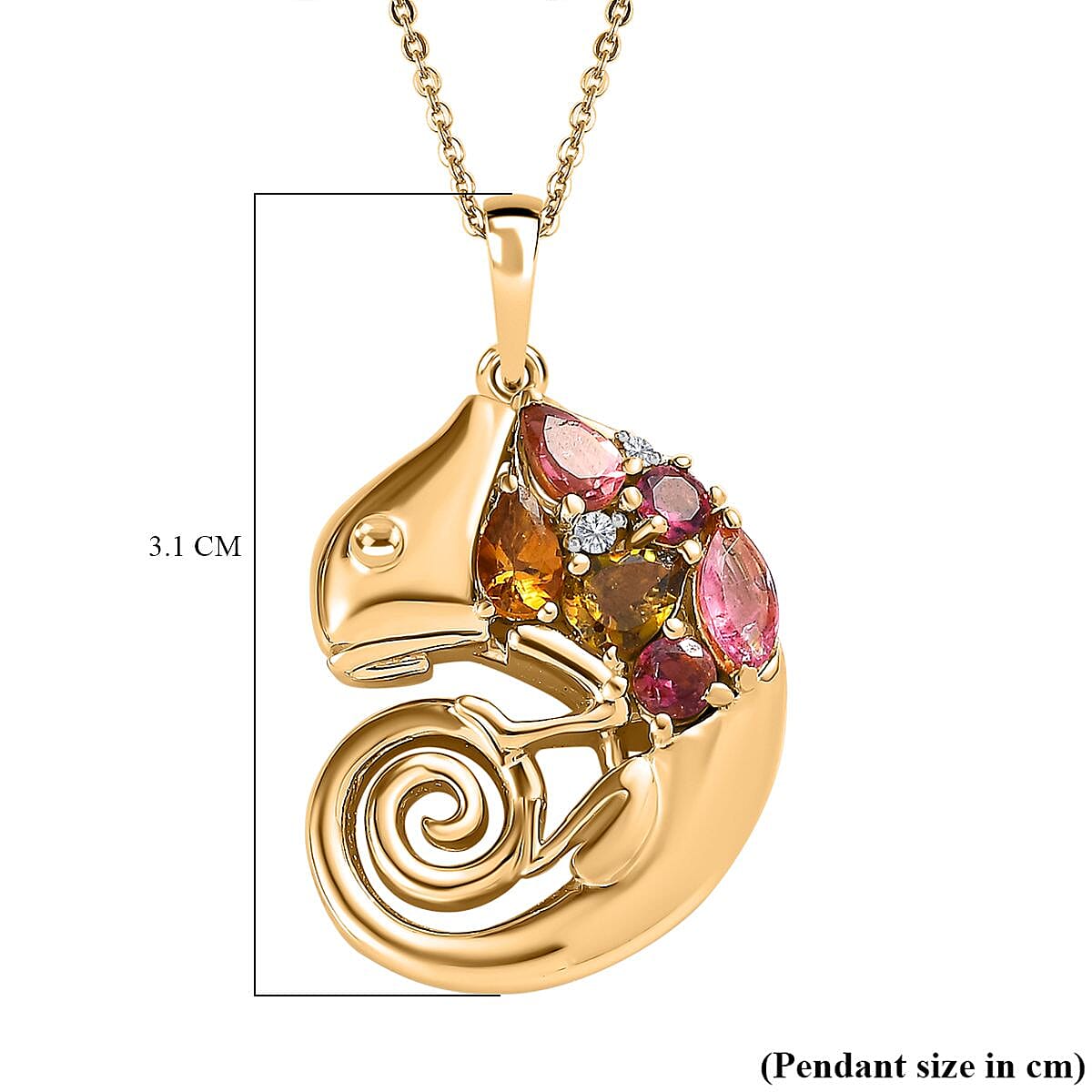 GP Italian Garden Collection - Multi-Tourmaline &amp; Natural Zircon Pendant with Chain (Size 20) in 18K Vermeil YG Plated Sterling Silver 1.40 Ct, Silver Wt. 6.63 Gms 4235915 6