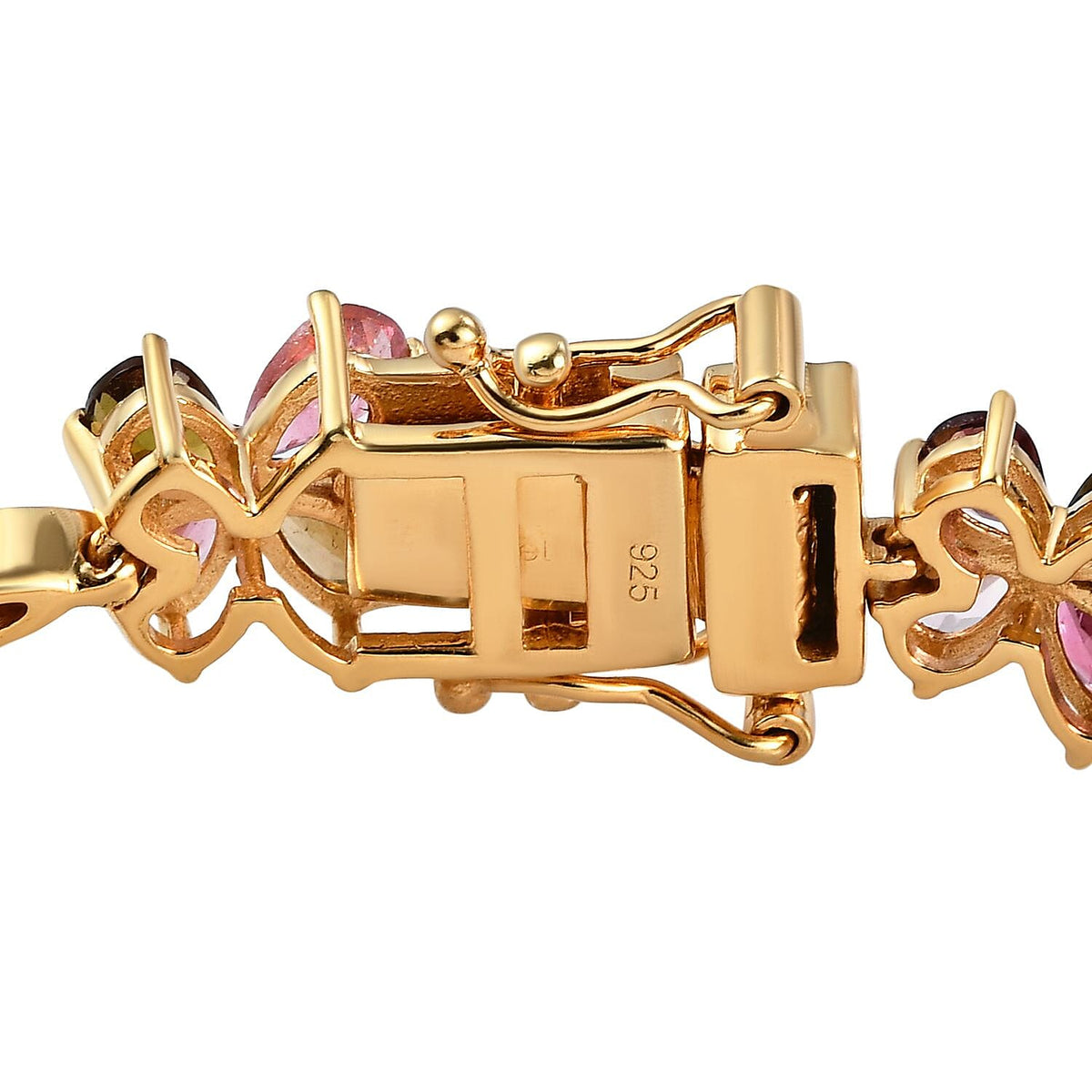 Multi-Tourmaline Floral Bracelet (Size - 7.5) in 18K Vermeil Yellow Gold And Platinum Overlay Sterling Silver 11.10 Ct, Silver Wt. 13.31 Gms 7084002 4