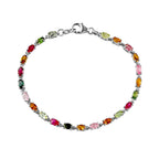 One Time Deal- Rainbow Tourmaline Bracelet (Size - 7.5) in Platinum Overlay Sterling Silver