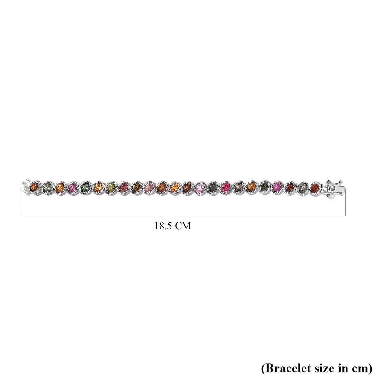Multi-Tourmaline Bracelet (Size - 7) in Platinum Overlay Sterling Silver 10.20 Ct, Silver Wt. 12.80 Gms. 7232050 5