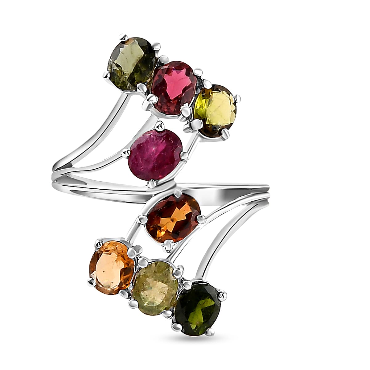 Multi-Tourmaline Bypass Ring in Platinum Overlay Sterling Silver 2.72 Ct. 8958755 0
