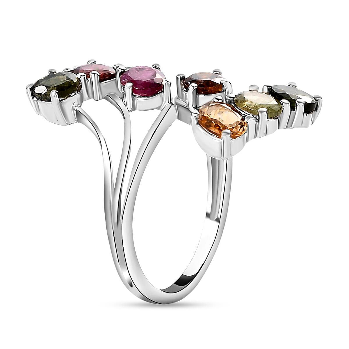 Multi-Tourmaline Bypass Ring in Platinum Overlay Sterling Silver 2.72 Ct. 8958755 4
