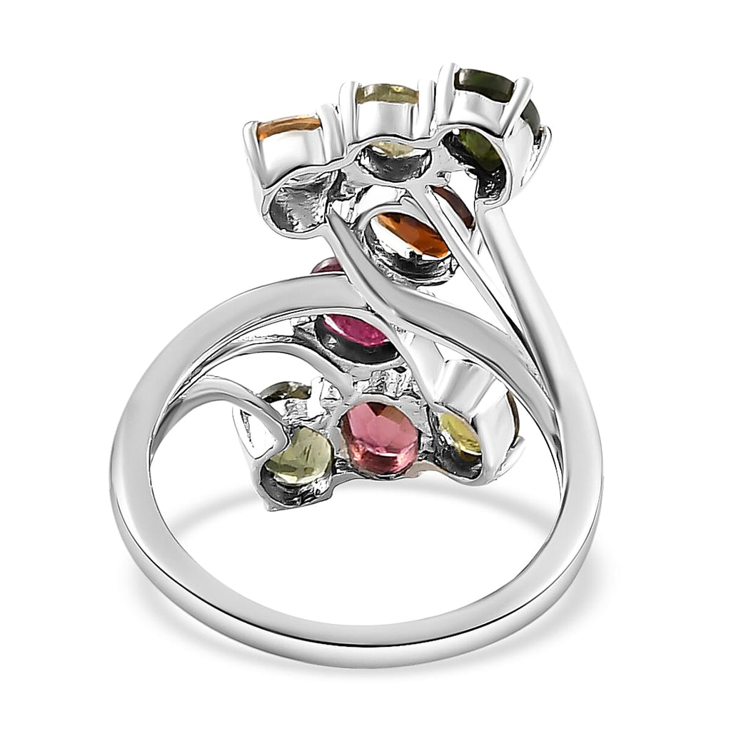 Multi-Tourmaline Bypass Ring in Platinum Overlay Sterling Silver 2.72 Ct.