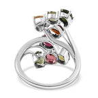 Multi-Tourmaline Bypass Ring in Platinum Overlay Sterling Silver 2.72 Ct.