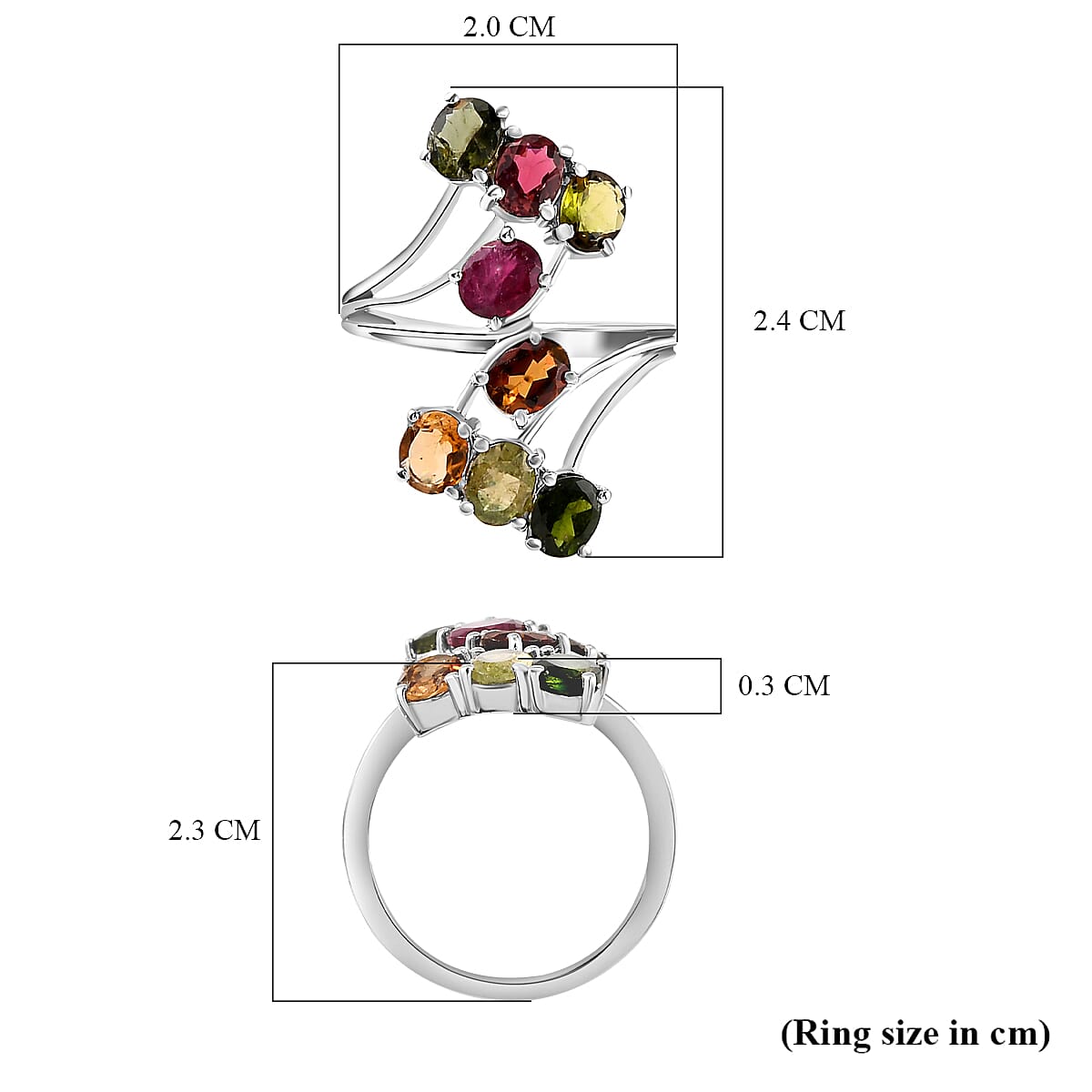 Multi-Tourmaline Bypass Ring in Platinum Overlay Sterling Silver 2.72 Ct. 8958755 6