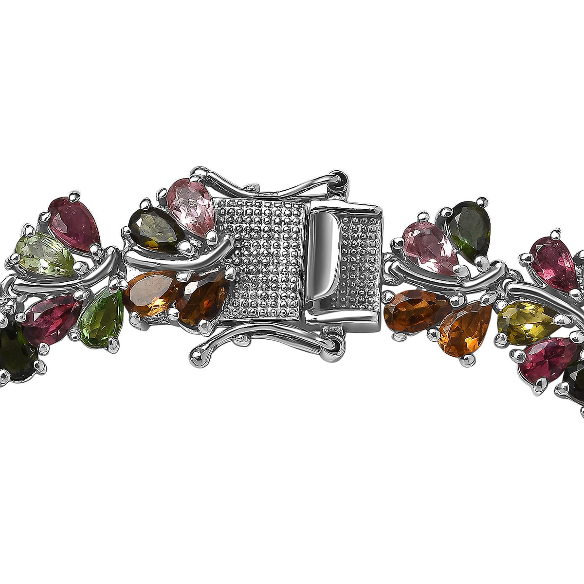 Multi Tourmaline Bracelet (Size 7.5) in Platinum Overlay Sterling Silver 17.16 Ct 7740182 4