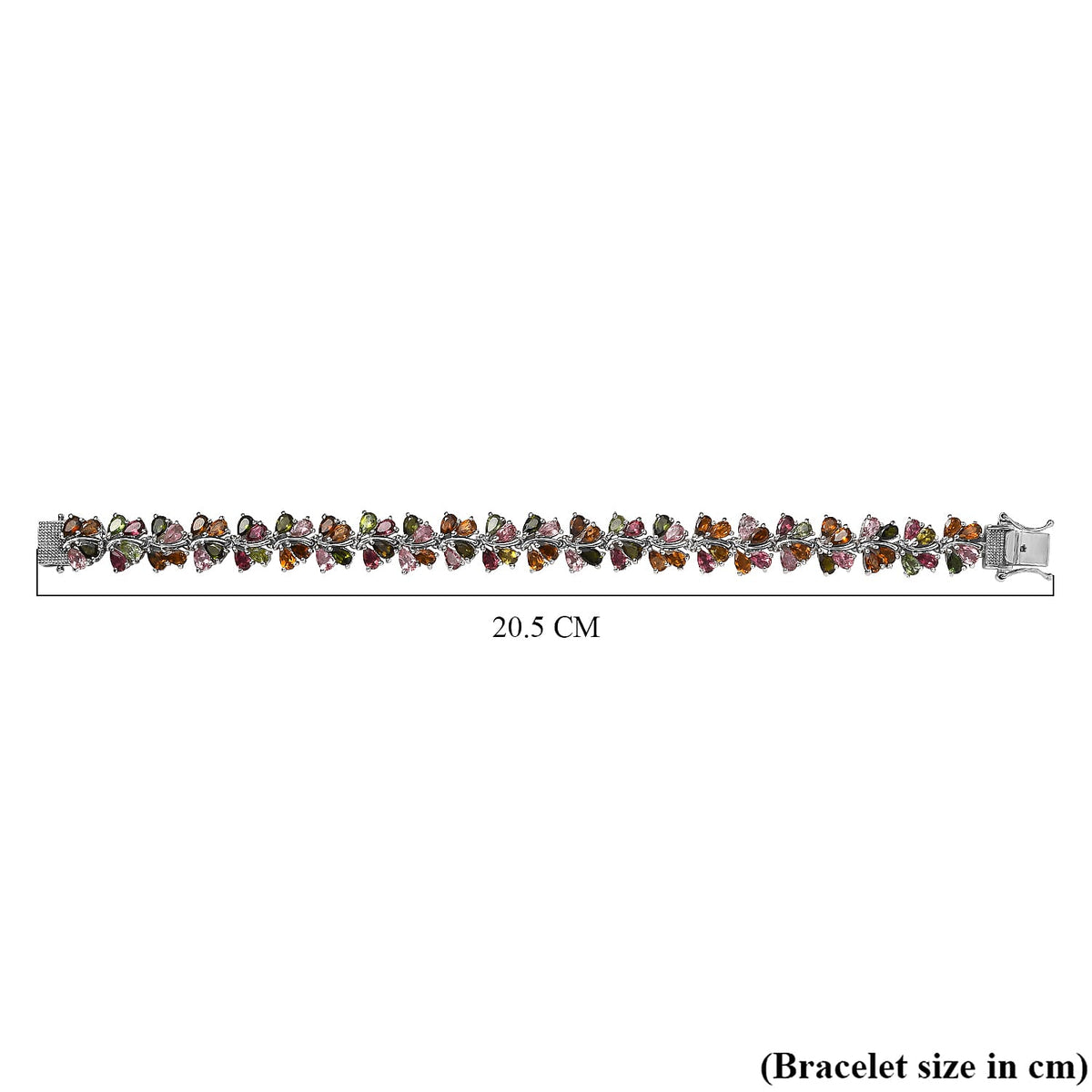 Multi Tourmaline Bracelet (Size 7.5) in Platinum Overlay Sterling Silver 17.16 Ct 7740182 5
