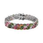 Multi-Tourmaline Bracelet (Size - 7) in Platinum Overlay Sterling Silver 35.17 Ct, Silver Wt. 23.67 Gms.