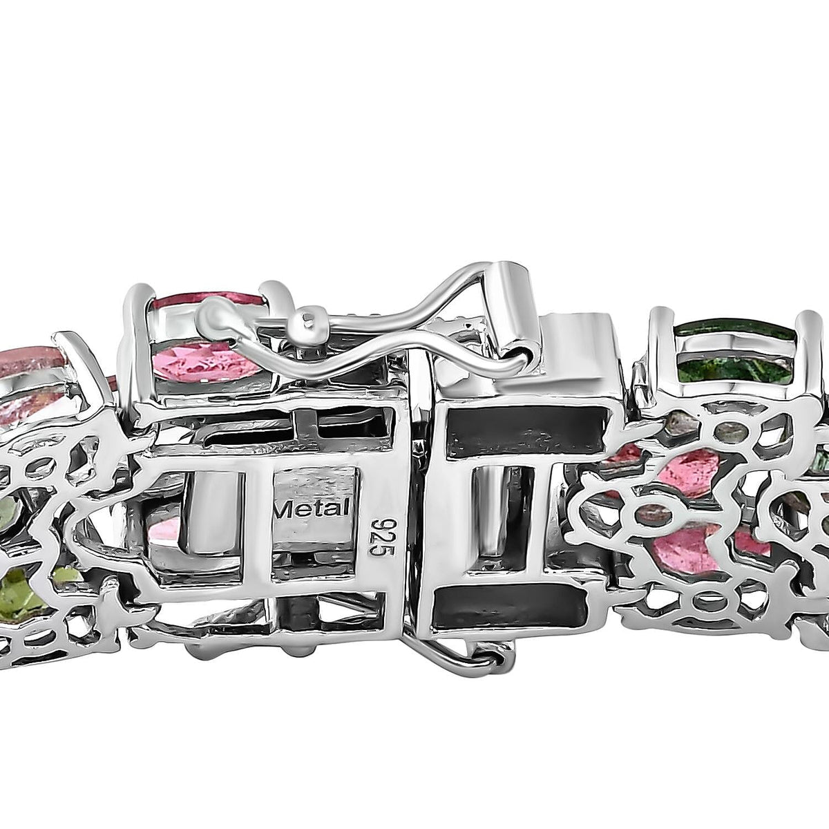 Multi-Tourmaline Bracelet (Size - 7) in Platinum Overlay Sterling Silver 35.17 Ct, Silver Wt. 23.67 Gms. 7196830 4