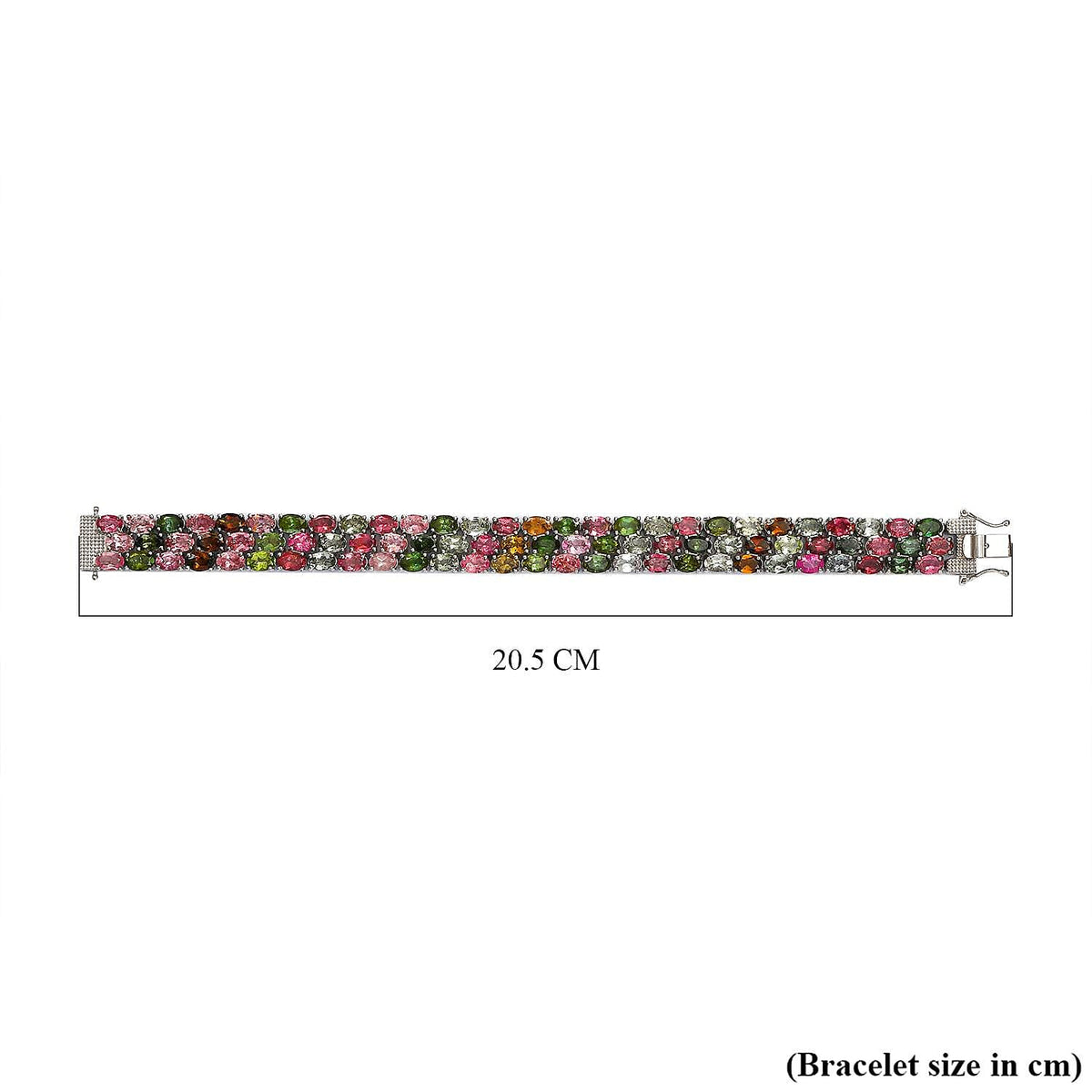 Multi-Tourmaline Bracelet (Size - 7) in Platinum Overlay Sterling Silver 35.17 Ct, Silver Wt. 23.67 Gms. 7196830 5