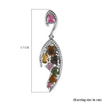Multi-Tourmaline Wings Dangle Earrings in Platinum Overlay Sterling Silver 3.30 Ct