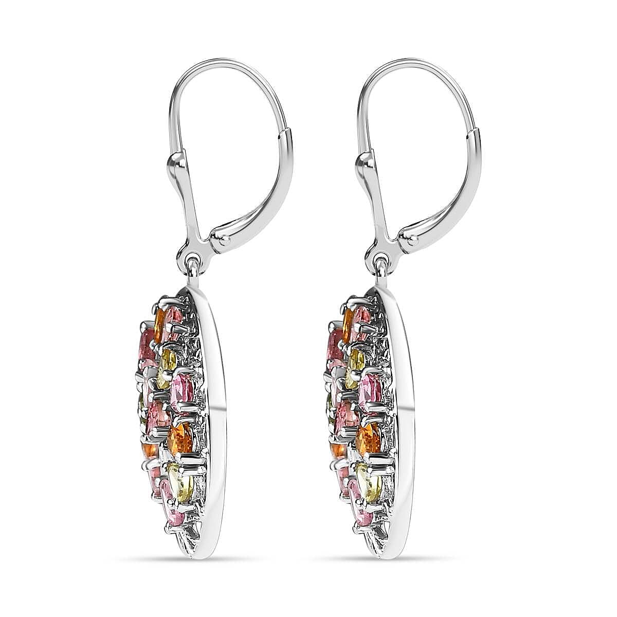 Multi-Tourmaline Tree of Life Earrings in Platinum Overlay Sterling Silver 4.55 Ct, Silver Wt. 5.93 Gms 7579281 3