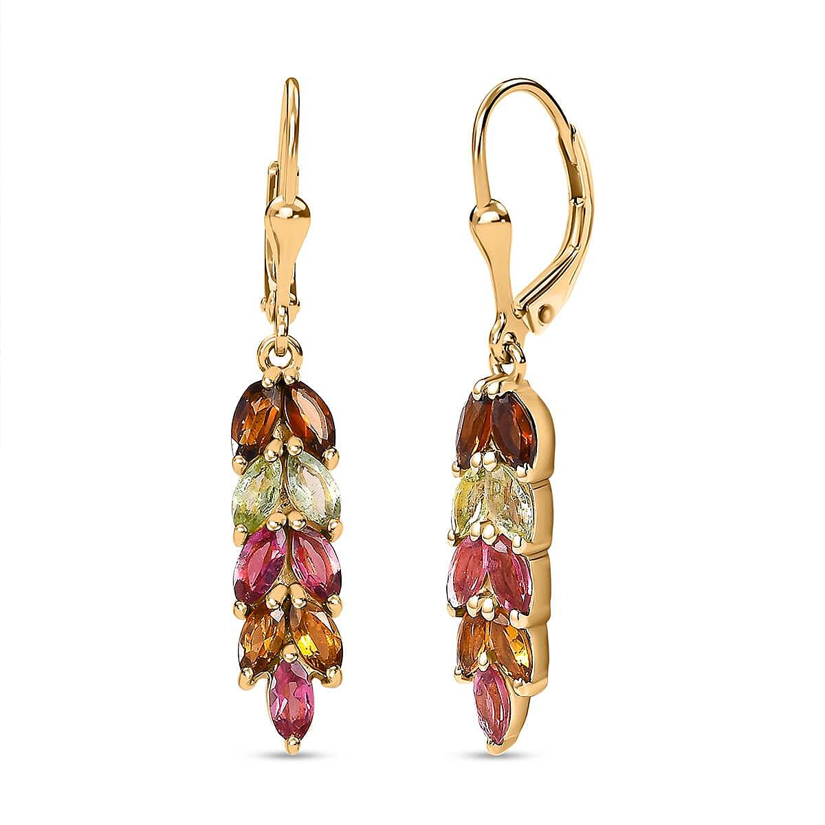 Multi-Tourmaline Earrings in 18K Vermeil Yellow Gold Plated Sterling Silver 2.55 Ct 7624416 0