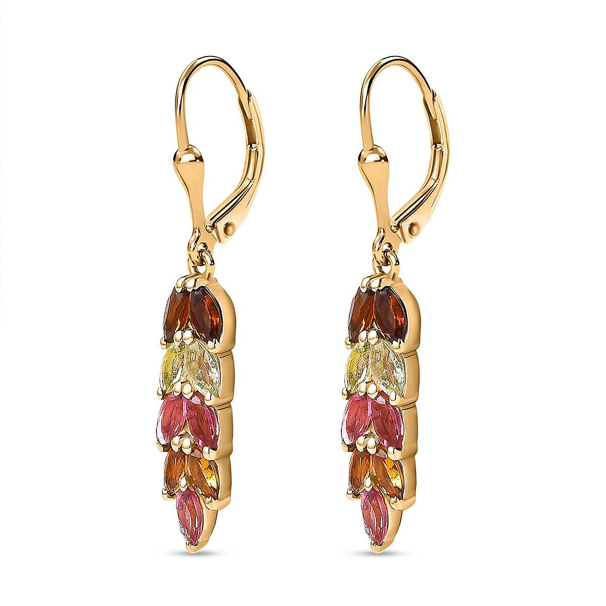 Multi-Tourmaline Earrings in 18K Vermeil Yellow Gold Plated Sterling Silver 2.55 Ct 7624416 3