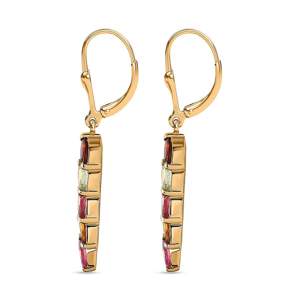 Multi-Tourmaline Earrings in 18K Vermeil Yellow Gold Plated Sterling Silver 2.55 Ct 7624416 4